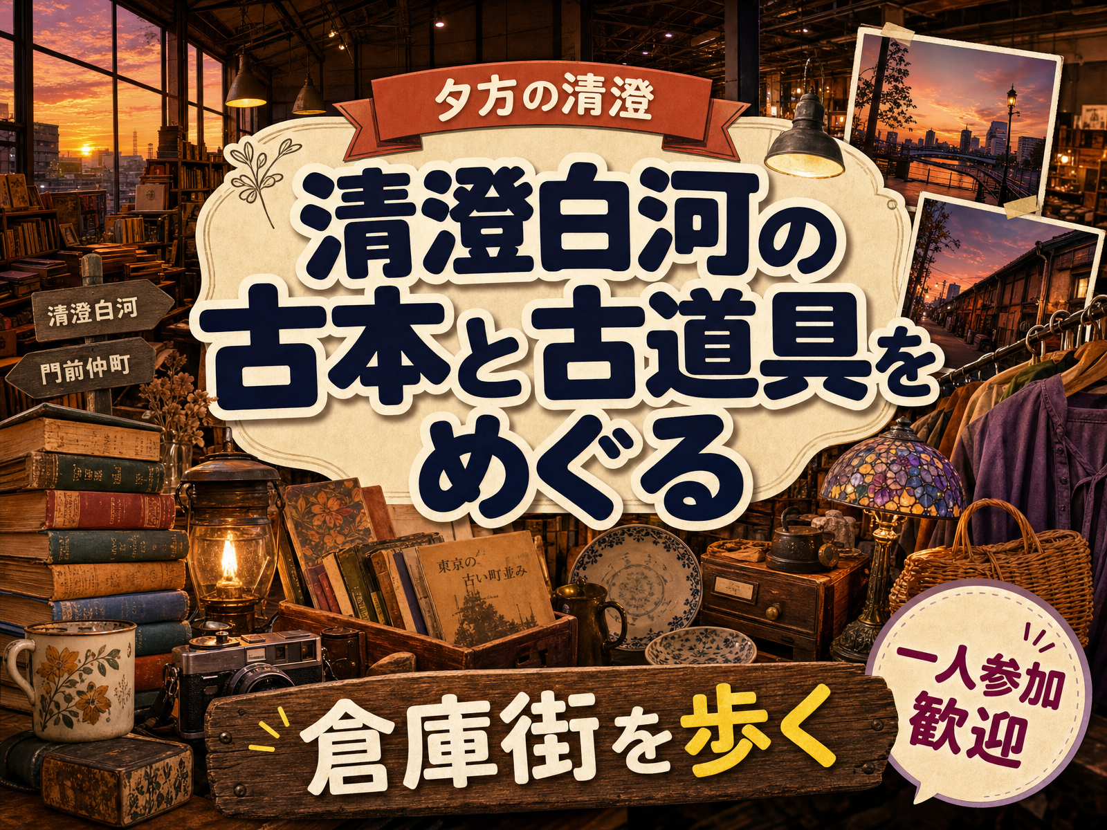【夕方の清澄】清澄白河の古本と古道具をめぐる📚倉庫街を歩く
