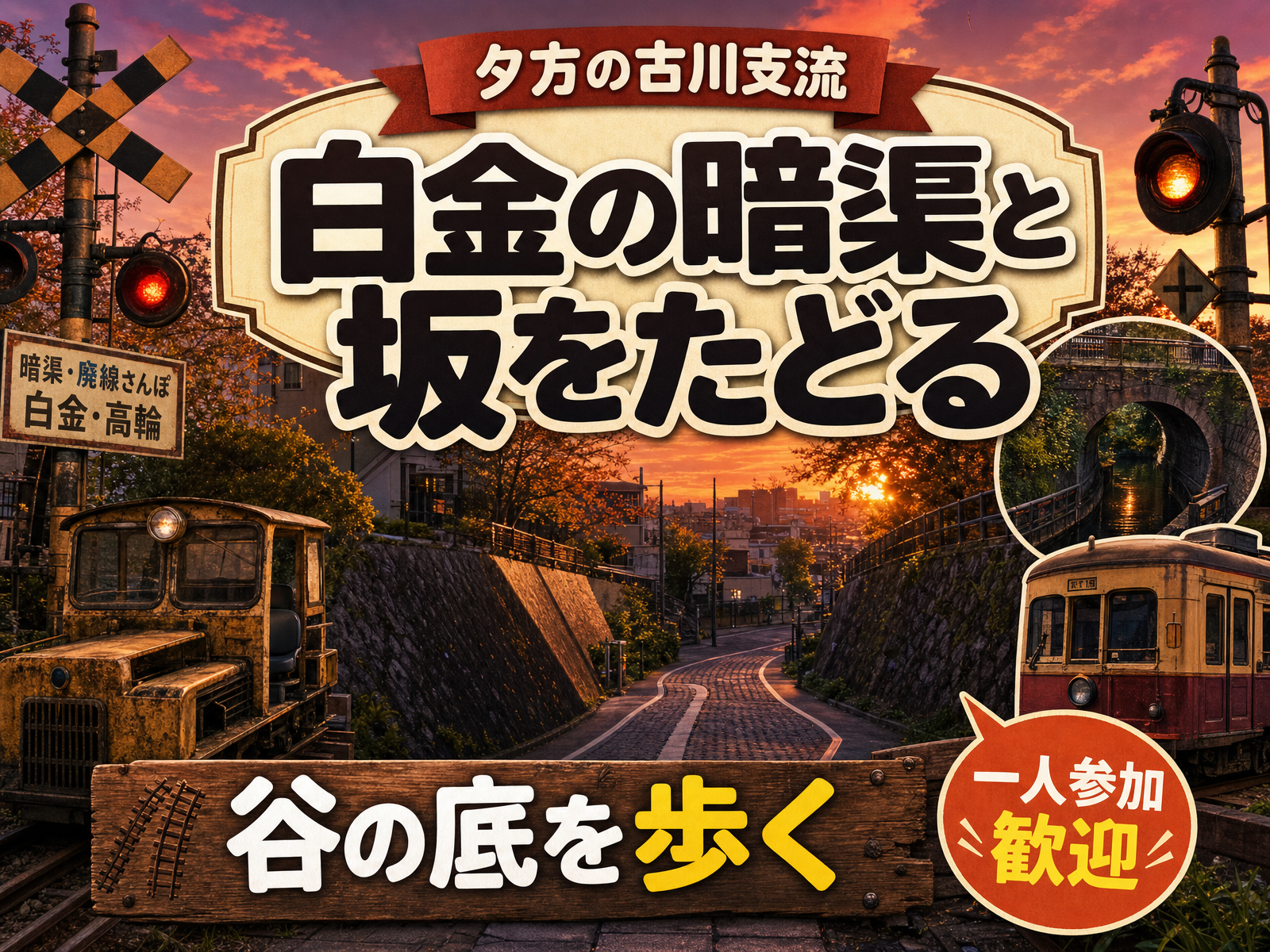 【夕方の古川支流】白金の暗渠と坂をたどる🚶谷の底を歩く