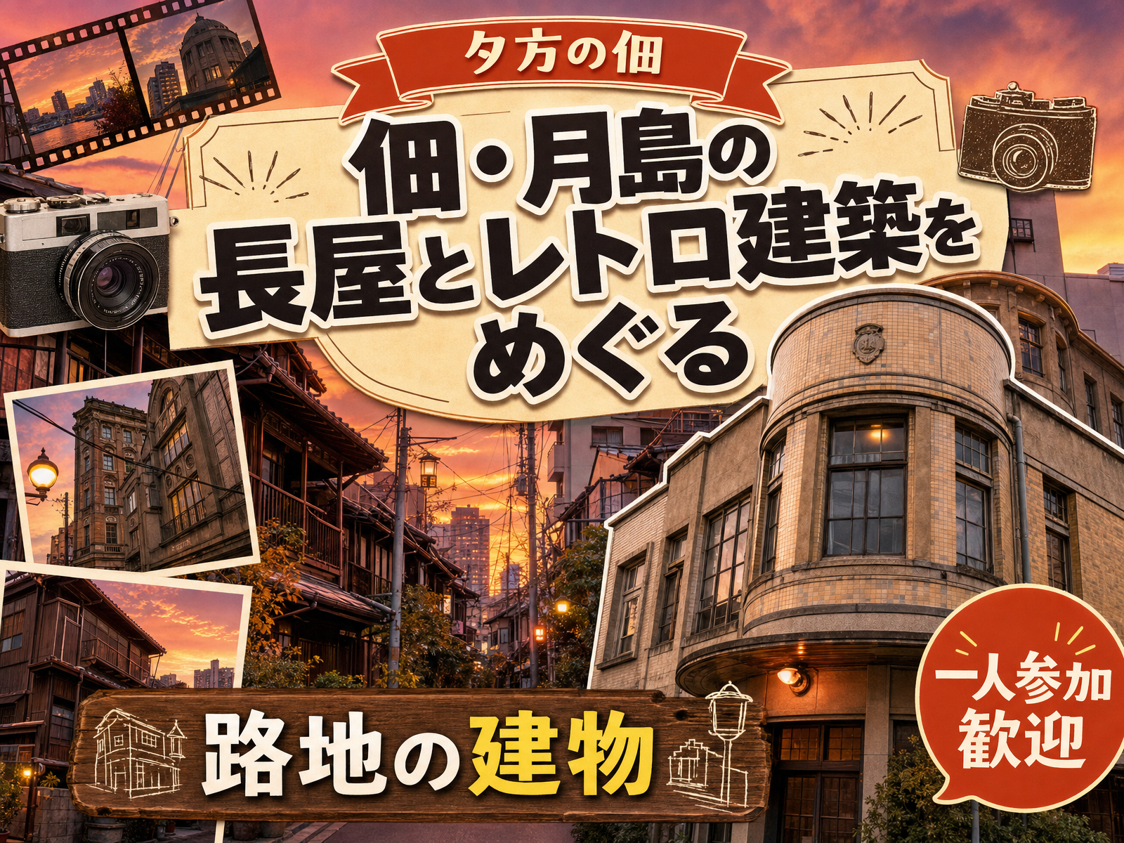 【夕方の佃】佃・月島の長屋とレトロ建築をめぐる🏛路地の建物