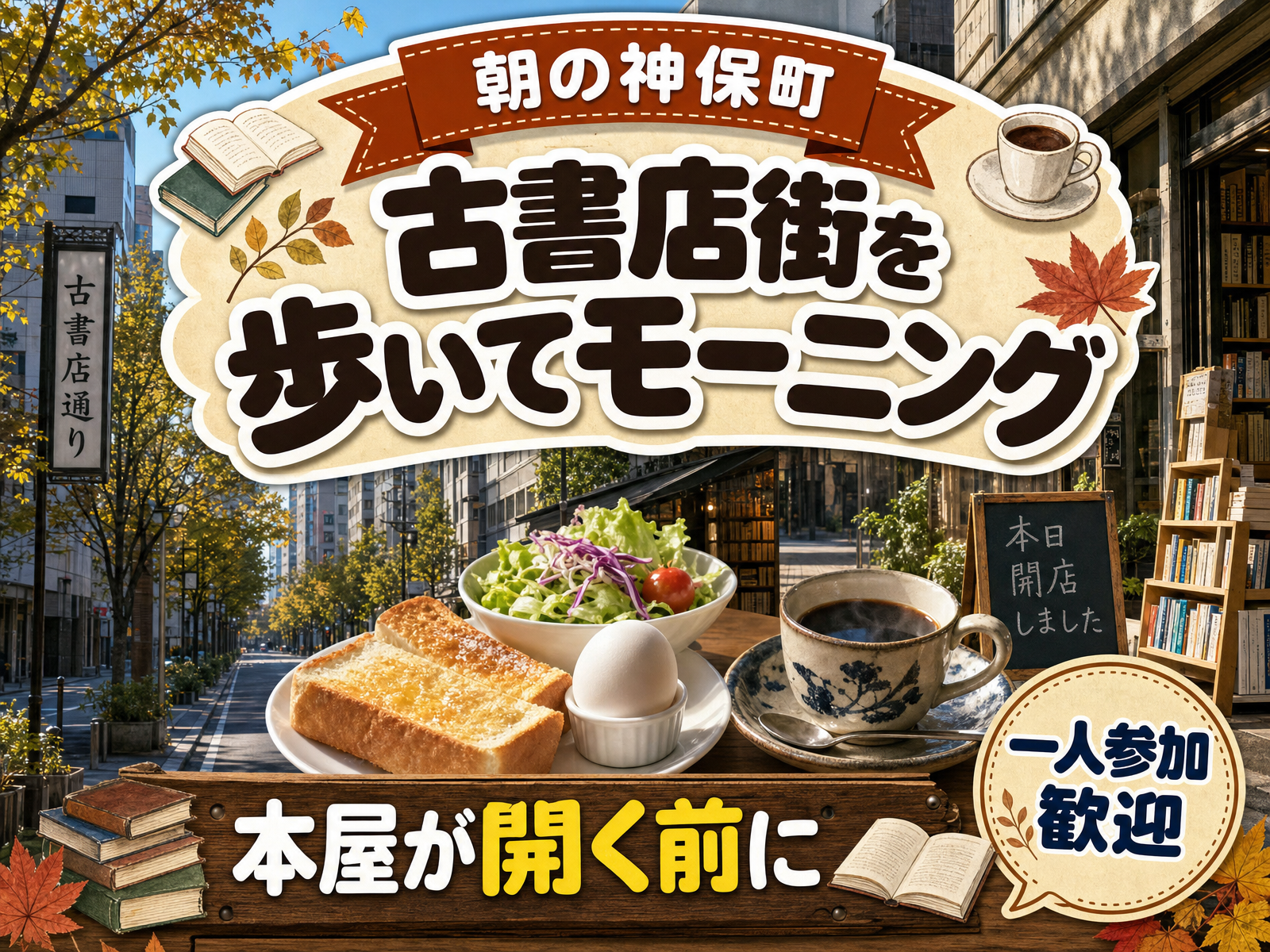 【朝の神保町】古書店街を歩いてモーニング☕本屋が開く前に
