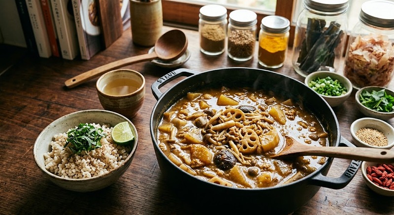 【ほっと一息、体にやさしい】和出汁×ボーンブロスの根菜たっぷり労わりカレー会