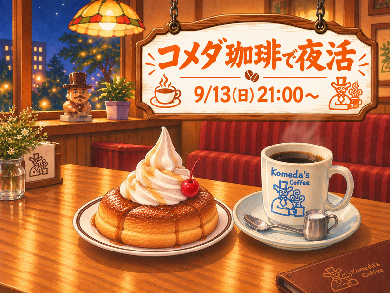 ゆったりコメダ珈琲で夜活☕️‪🌃