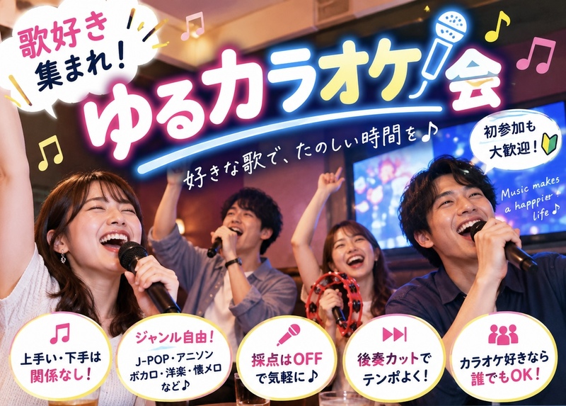 【渋谷】歌好き集まれ🎤ゆるカラオケ会♪（初参加歓迎）