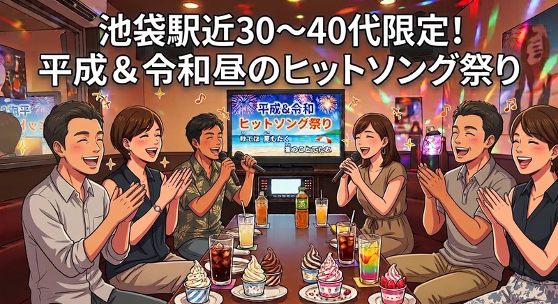 【10/3(土)13時～池袋駅近カラオケ🎤】30～40代限定！平成＆令和ヒットソング会！ソフドリ飲み放題付✨