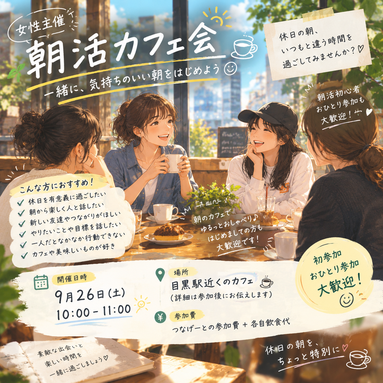 ☀️【女性主催】朝活カフェ会☕✨