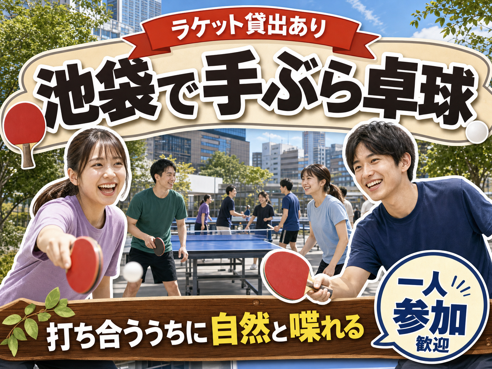 【ラケット貸出あり】池袋で手ぶら卓球🏓打ち合ううちに自然と喋れる