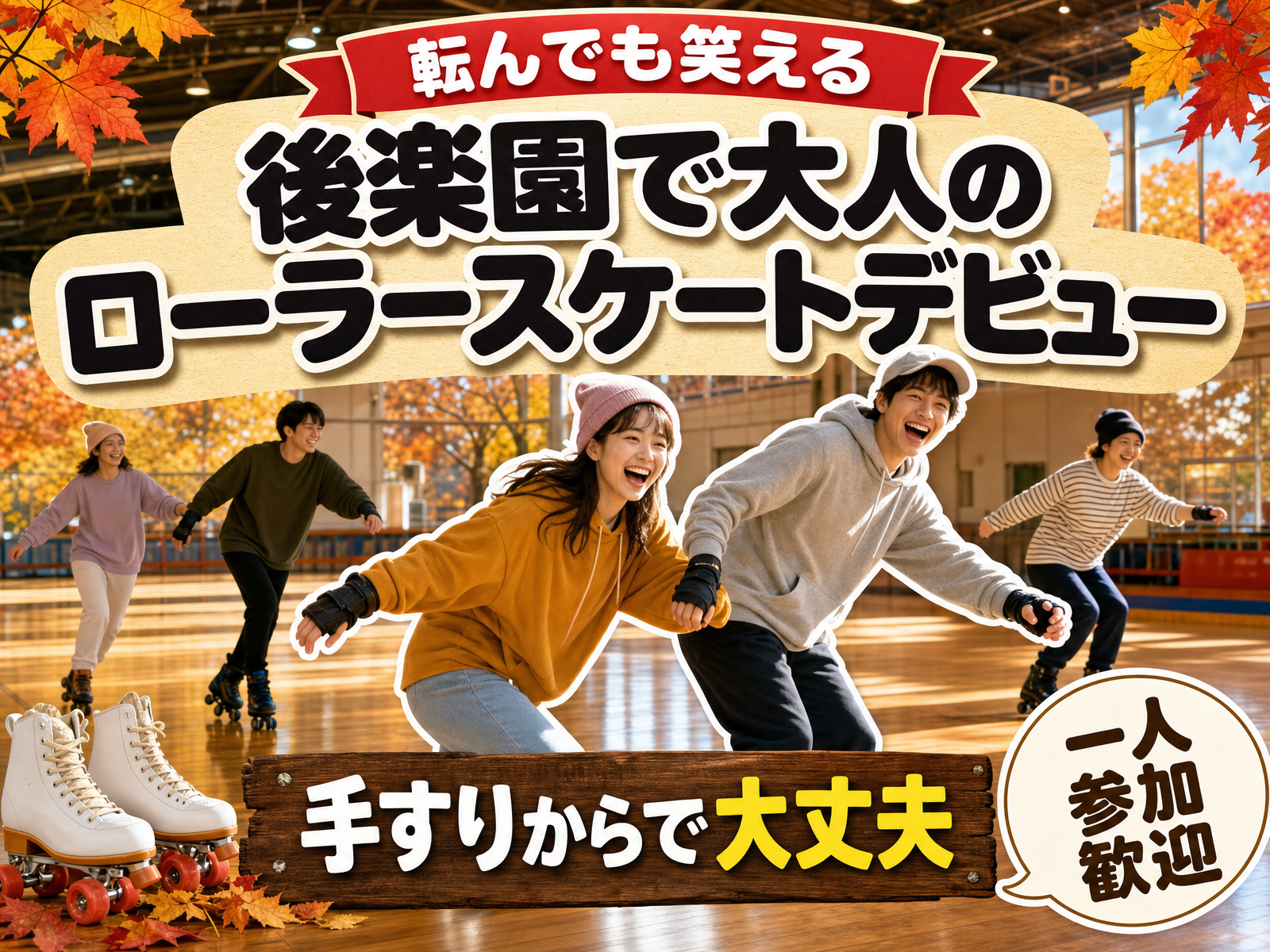 【転んでも笑える】後楽園で大人のローラースケートデビュー🛼手すりからで大丈夫