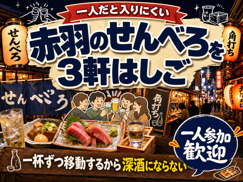 【一人だと入りにくい】赤羽のせんべろを3軒はしご🍶一杯ずつ移動するから深酒にならない