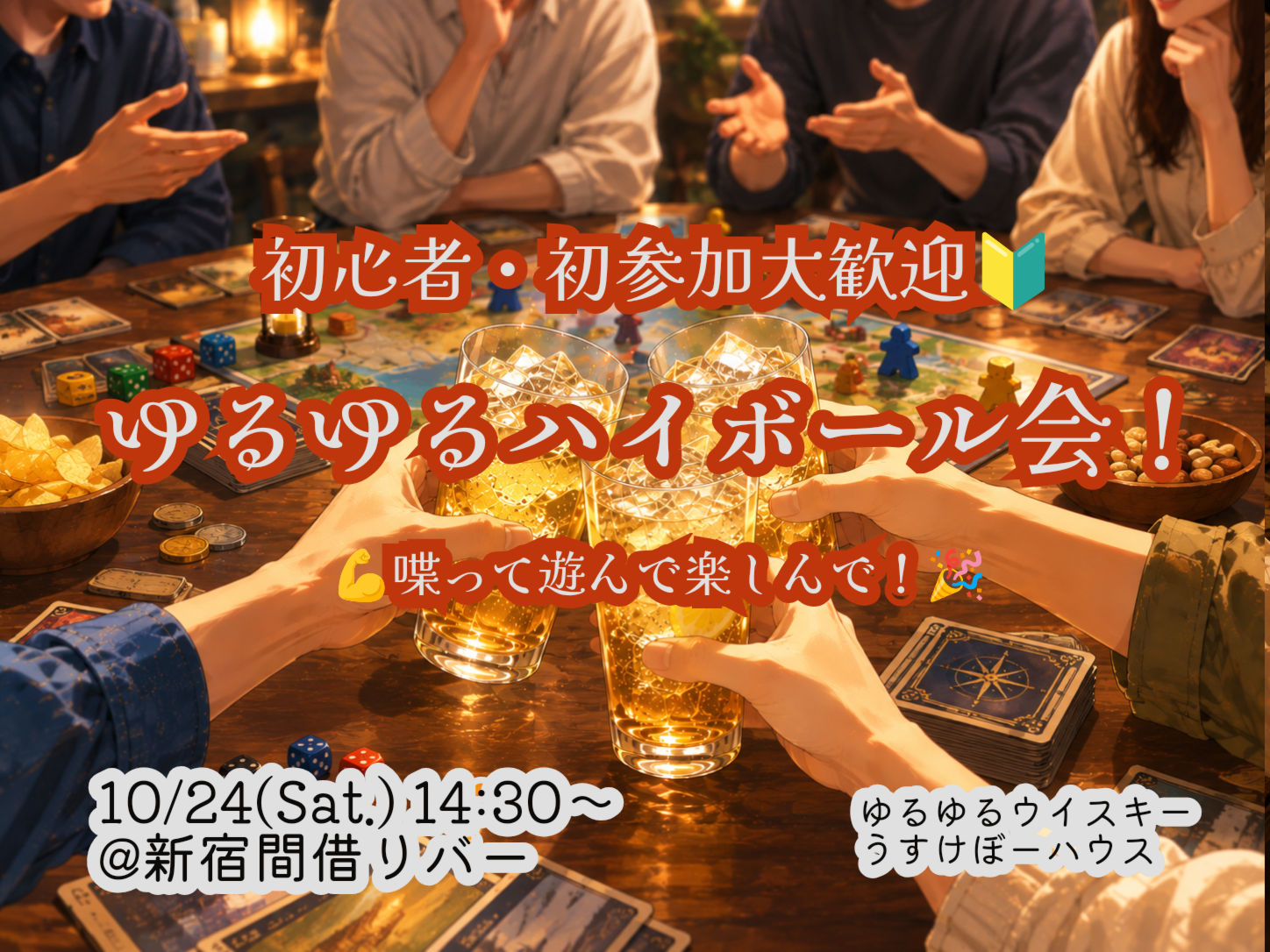 みんなで人狼ハイボール会！【🔰お一人様、初参加大歓迎！】【10/24 新宿】【少人数開催】【ボドゲ会】