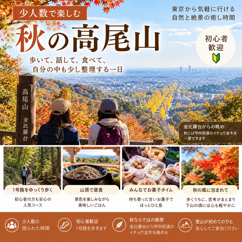 【秋の高尾山🍁】初心者歓迎！おひとり様歓迎⛰️少人数で歩く癒しの絶景高尾山🧗✨