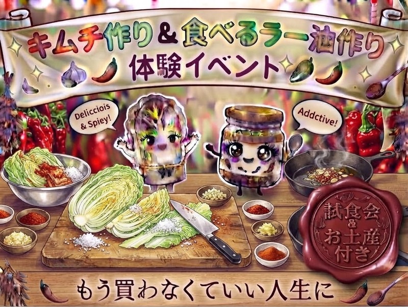 【W体験･試食会･お土産付】キムチ作り&食べるラー油作り体験🌶もう買わなくていい人生に!!