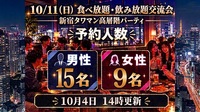 祝日前夜✨10/11（日）新宿タワマン高層階のパーティルームで食べ・飲み放題交流会🎉素敵なひとときを過ごしちゃおう🎵