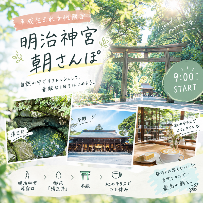 ＼平成生まれ🎀女性限定／
【9/23(木)9:00】明治神宮でお散歩カフェ会🐾☕️