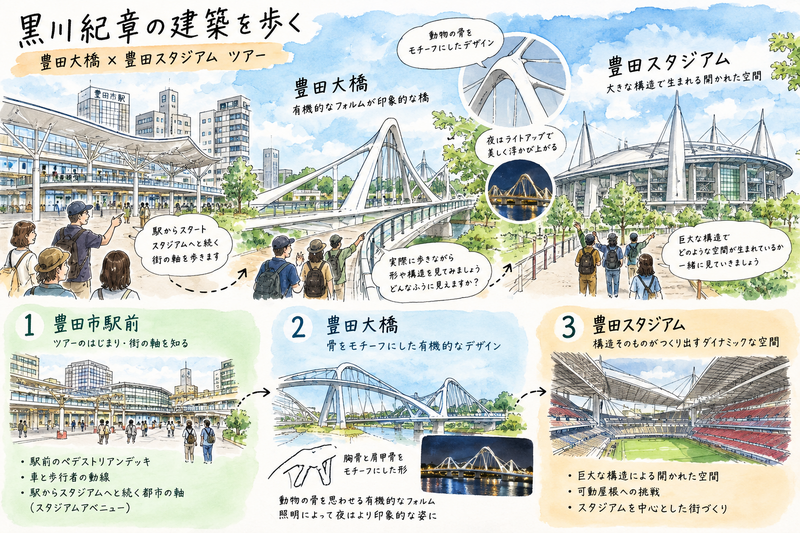 豊田大橋と豊田スタジアム～黒川紀章の2つの建築を歩いて見る～