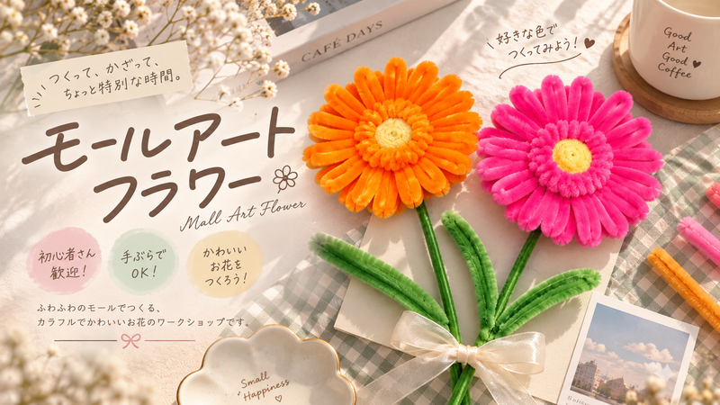 【初心者大歓迎！】【おひとり様参加歓迎】
モールフラワーワークショップ🌷🤍