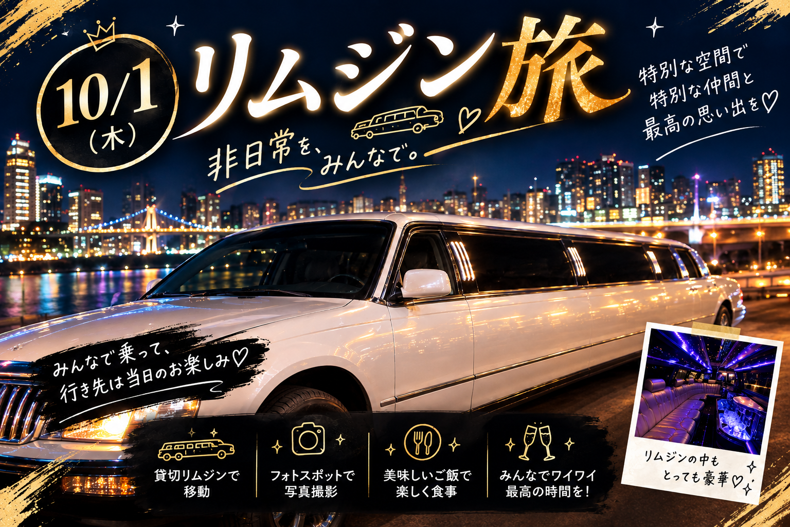 【日帰りバス旅】🖤リムジン女子会‎in大阪‎🤍