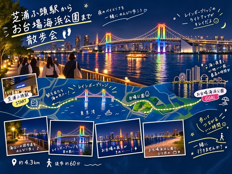 【男女共催/20-34歳限定】レインボーブリッジ～お台場へ🌉 夜景ナイトウォーク