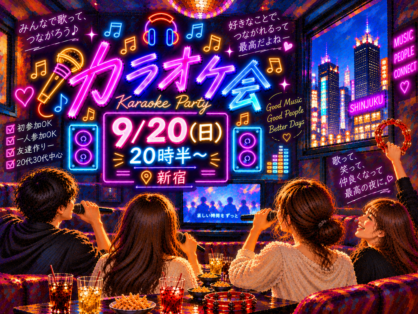 【9/20(日)20時半〜 新宿🎤】歌って、笑って、音楽でつながろう🎶