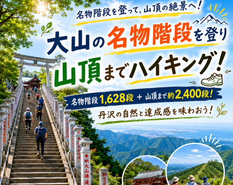 【神奈川・大山🗻】4000段以上！階段好き集まれ！朝活階段チャレンジ＆絶景！体力UPハイキング企画