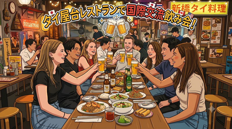🇹🇭新橋の屋台気分で！絶品タイ料理＆国際交流飲み会🍻