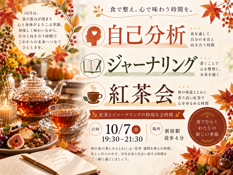 新宿駅徒歩4分。『わたしとジャーナリング紅茶会』