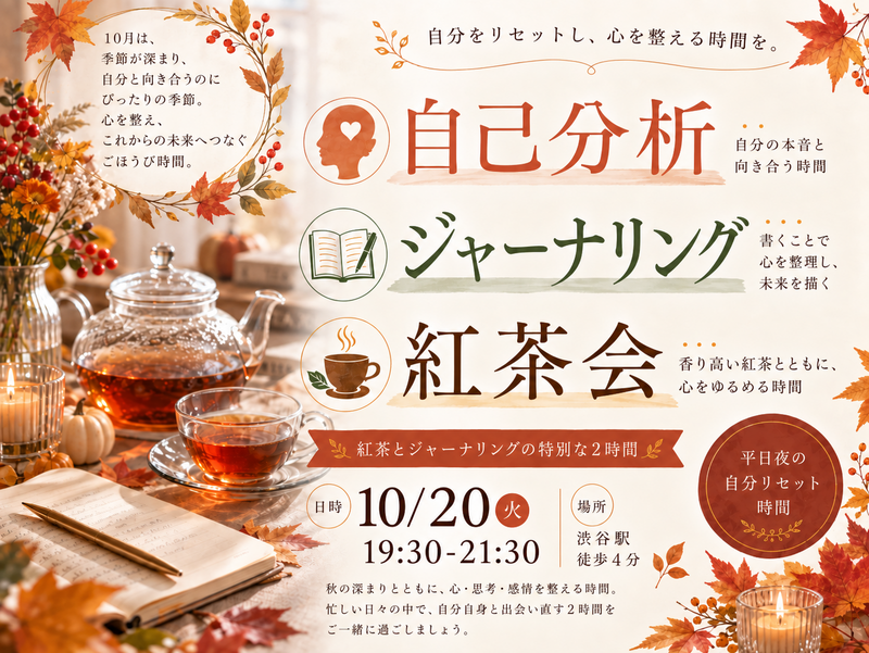 渋谷駅 徒歩4分。『わたしとジャーナリング紅茶会』