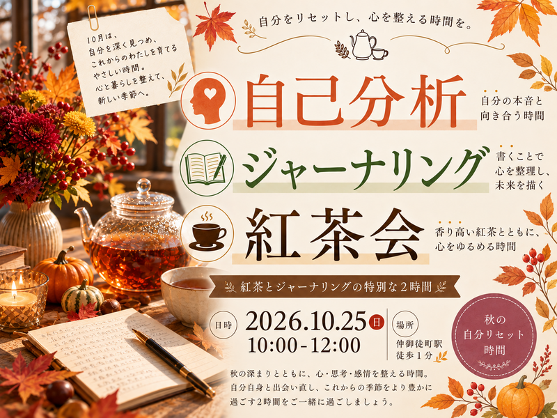 仲御徒町徒歩1分。『わたしとジャーナリング紅茶会』