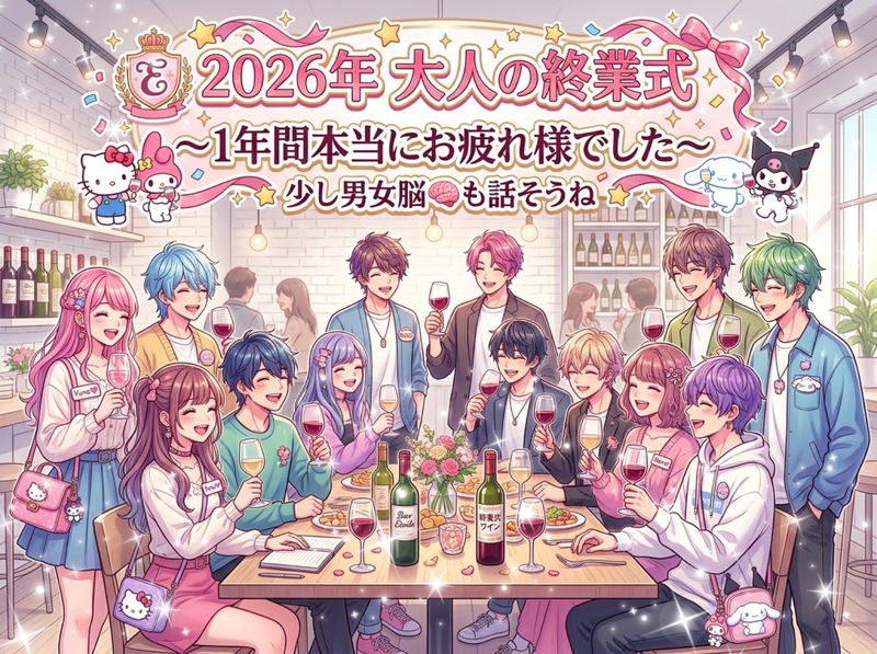 【今年特にいろいろあった女性主催】2026年大人の終業式？！それぞれの1年間本当にお疲れさまでしたの会☆彡少し男女脳