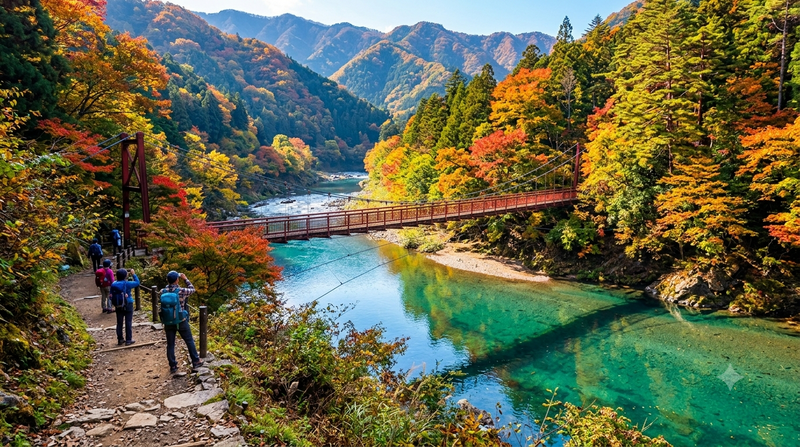 ​【平日/少人数】都内からすぐ！秋川渓谷・金比羅山で紅葉ハイキング＆絶景温泉「瀬音の湯」♨️（3〜5名）