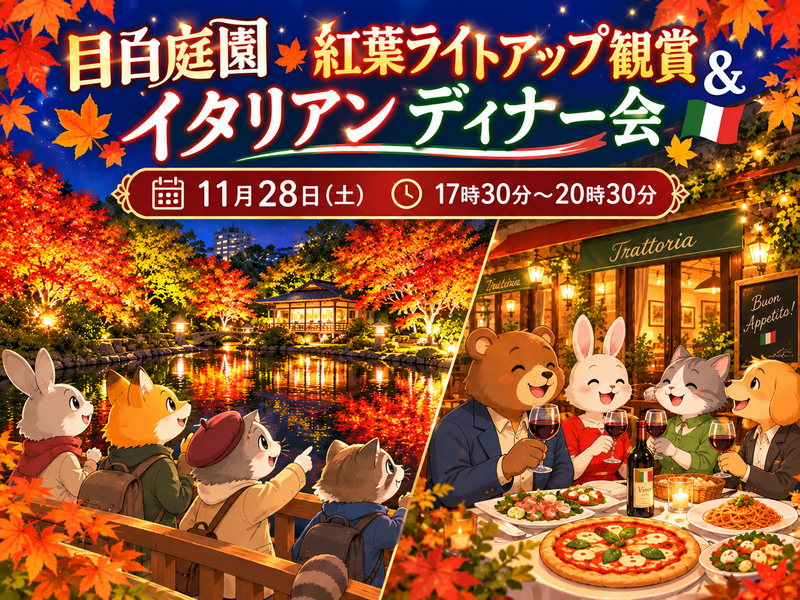 【30代中盤〜40代中心】目白庭園紅葉ライトアップ観賞&イタリアンディナー会🍁