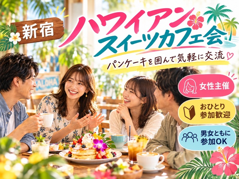 🌺新宿のおしゃれなハワイアンカフェで、スイーツを楽しみながらゆったり交流しませんか？☕️✨