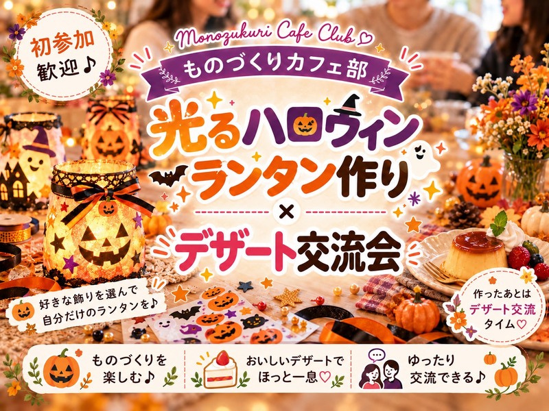 【平日昼のハロウィン体験🎃】光るハロウィンランタン作り✨デザート付き♪