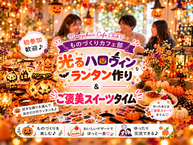 【平日昼のハロウィン体験🎃】光るハロウィンランタン作り✨デザート付き♪