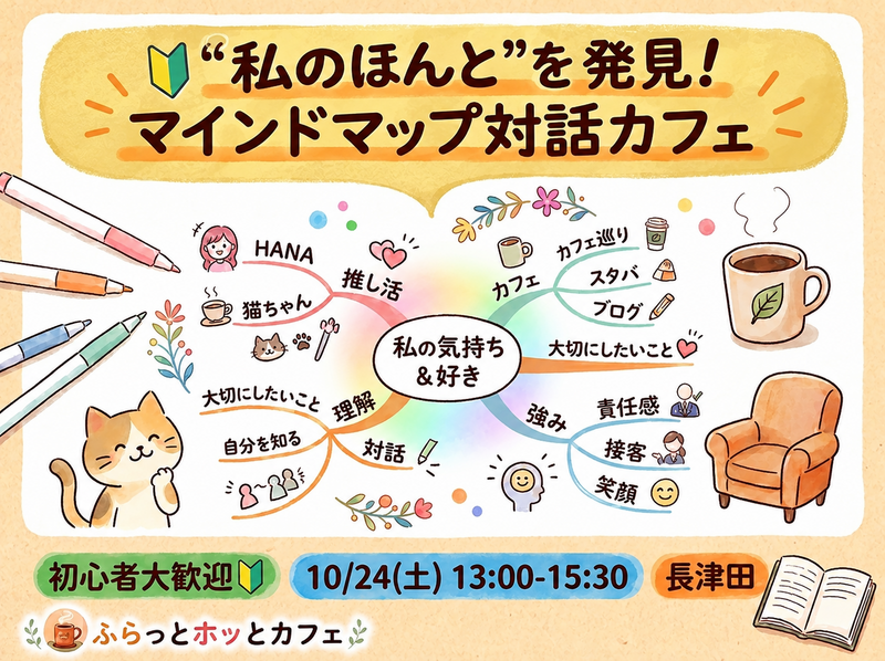 【20～40代】🔰＼モヤモヤすっきり／“私のほんと”を発見！マインドマップ対話カフェ