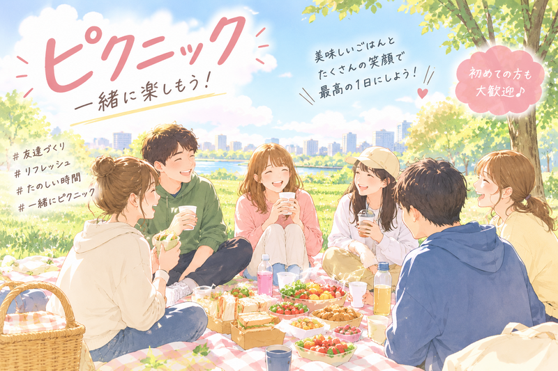 【★20代中心イベント★】初参加大歓迎🔰芝生の上で🌿楽しくピクニックし隊‪⭐️‬🧺盛り上げよう😆✨