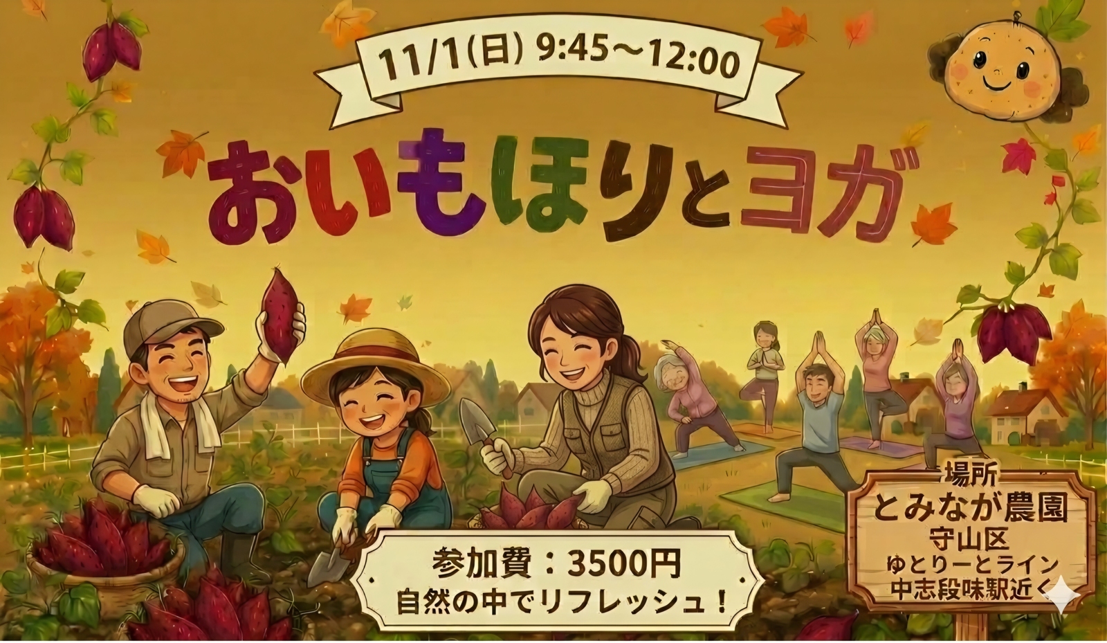 11月1日(日)農園で芋掘りとヨガ