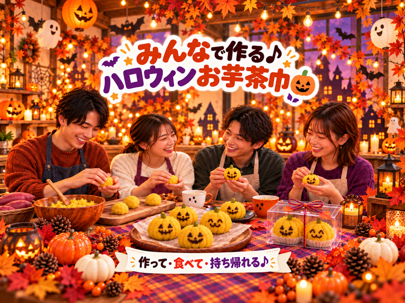 【初心者歓迎🎃】かぼちゃみたいなハロウィンお芋茶巾作り♪作って食べて持ち帰れる