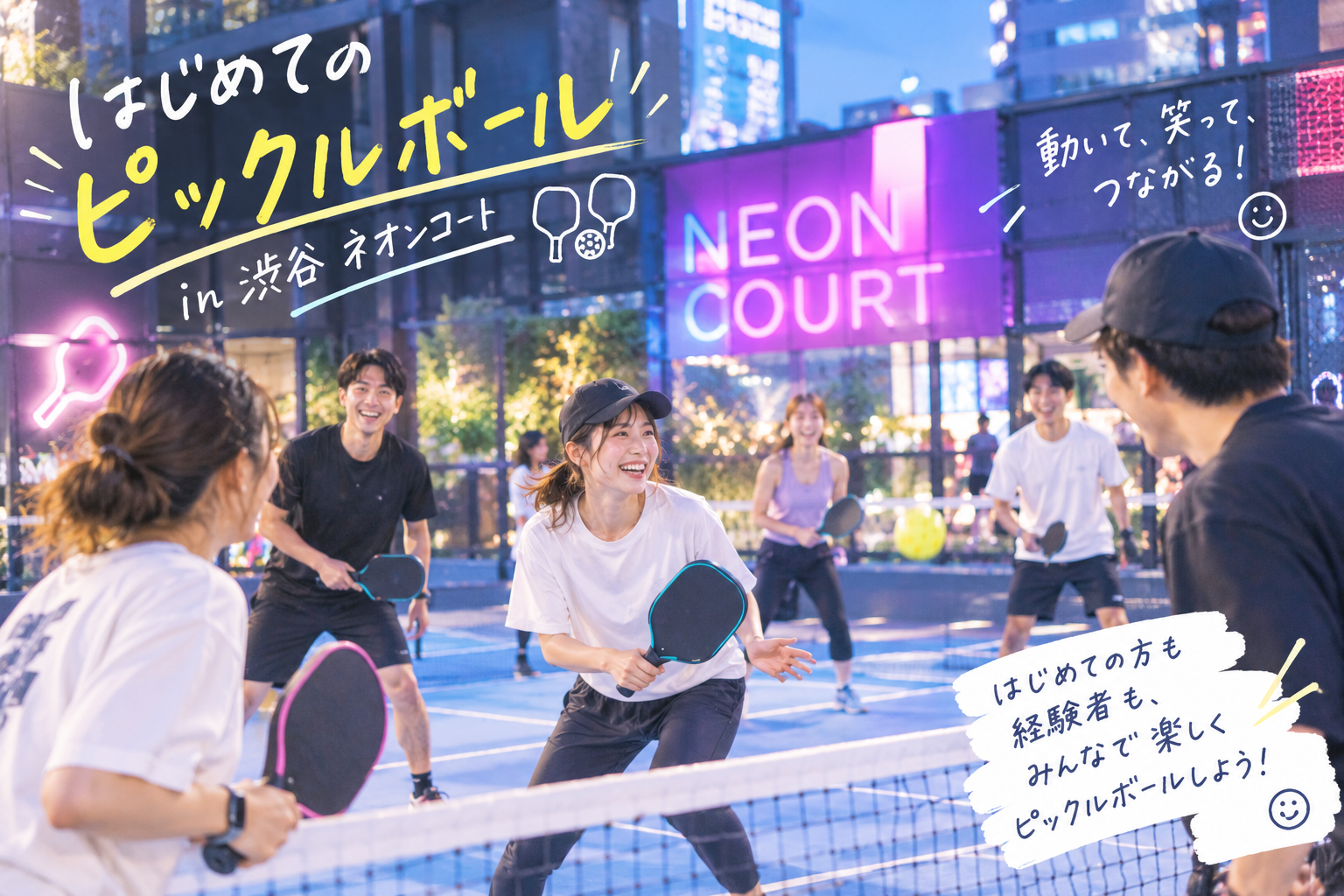 20:00-渋谷ネオンコート✨女性主催！20〜35歳限定！はじめてのピックルボール体験会　初心者大歓迎🔰
