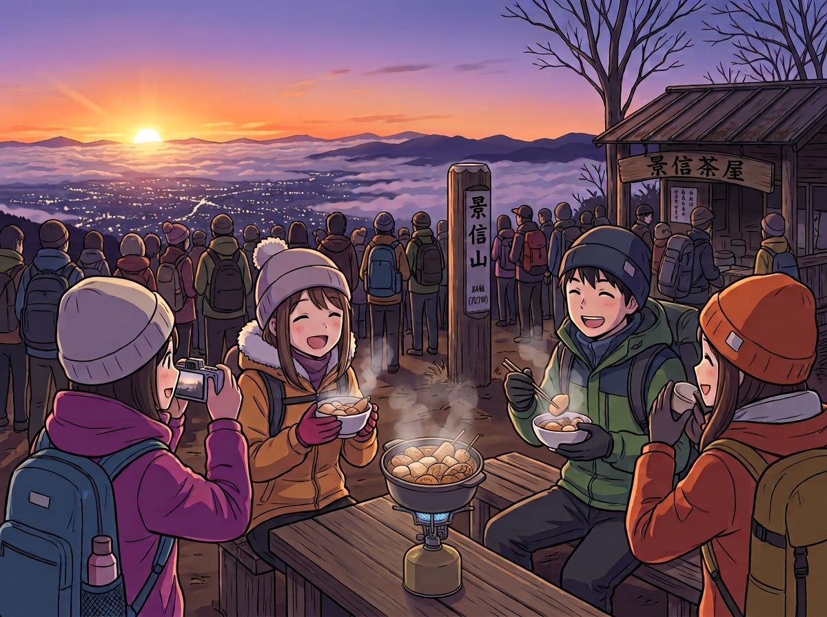 山頂で初日の出を見よう！☀️景信山ナイトハイク🥾おでんもあるよ！🍢