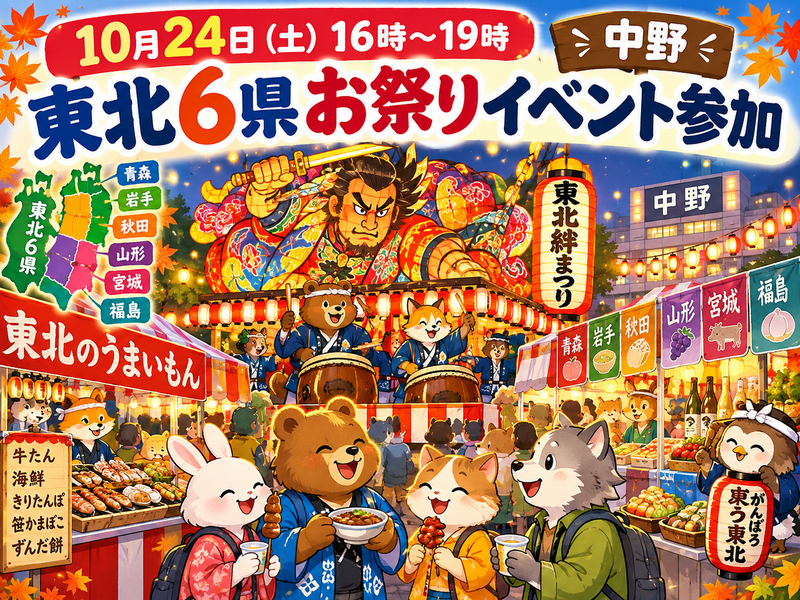 【30代中盤〜40代中心】中野の「なかの東北絆まつり」参加🍲