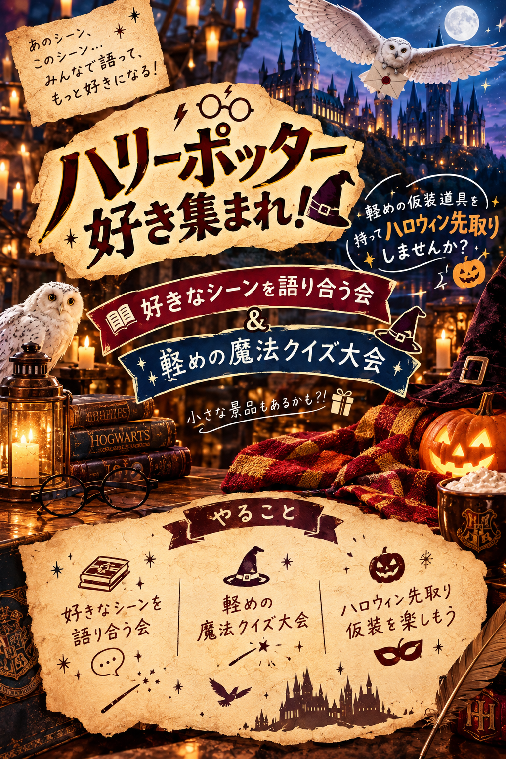 【10/28 開催・渋谷】ハリーポッター好き集まれー！ちょびっと仮装で語り合いクイズ大会！