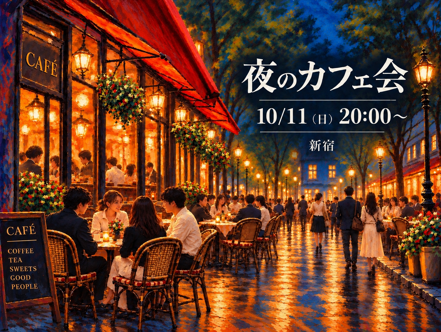☕️夜のカフェ会｜仕事終わりに、ゆっくり話して、ちょっと笑って。