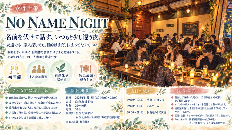 【男性のみ募集】NO NAME NIGHT