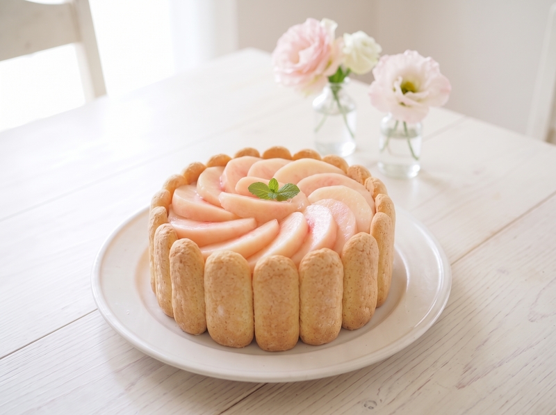 2027年8月開催予定【本格お菓子】絶品✨桃のシャルロット🍑を作りましょう！1人1台 箱に詰めてお持ち帰りできます！
