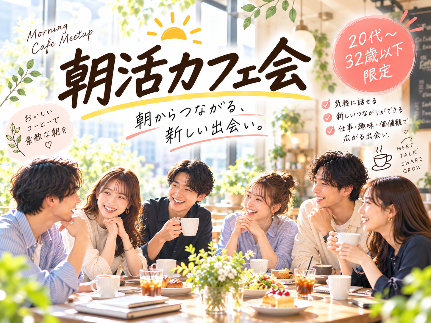 【10/24(土) 銀座】【朝7:30スタート】朝活カフェでゆるっと自己成長＆交流☕️🌅（32歳以下＆6名限定✨）