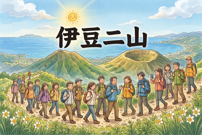 【登山初中級者歓迎、初級者ステップアップ】冬でも歩ける温暖な伊豆へ🗻富士山と駿河湾を望む伊豆二山縦走(城山・発端丈山)