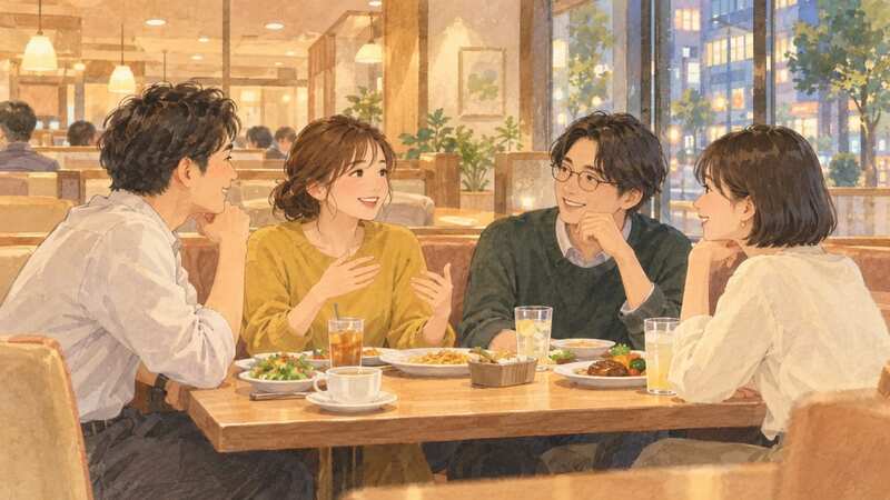人形町・水天宮の水曜ファミレス会｜4人の集まり