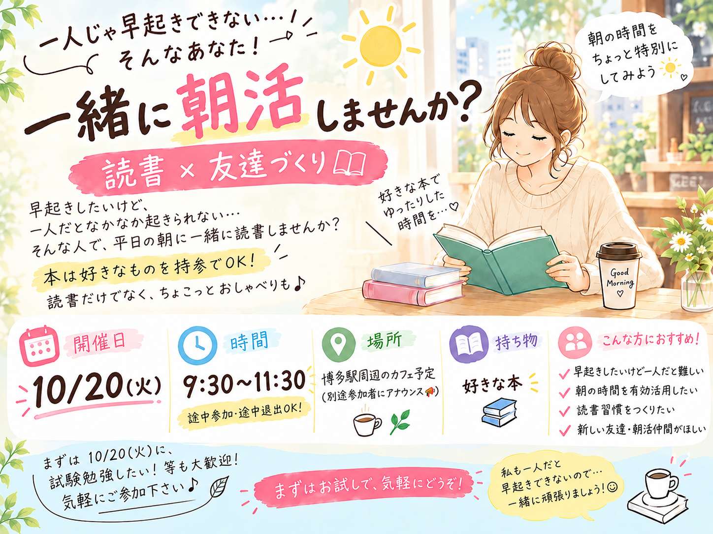 ☀️一緒に早起き＆朝活しませんか？📕