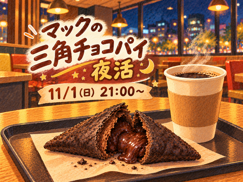 マックで三角チョコパイ夜活🍫‪