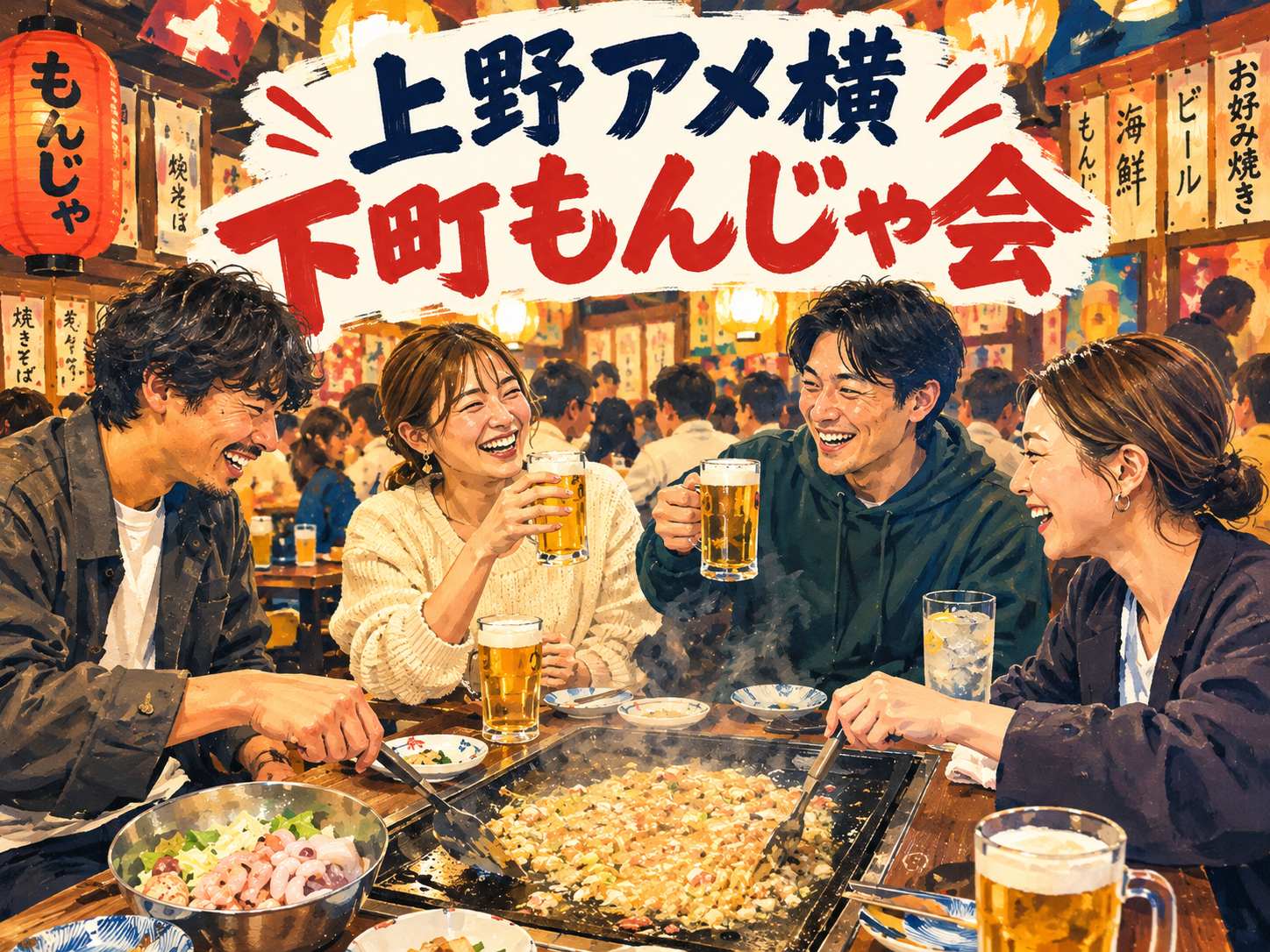 【10/29(木) 20時〜/定員4名】20〜30代で集まる上野アメ横下町もんじゃ会【少人数】